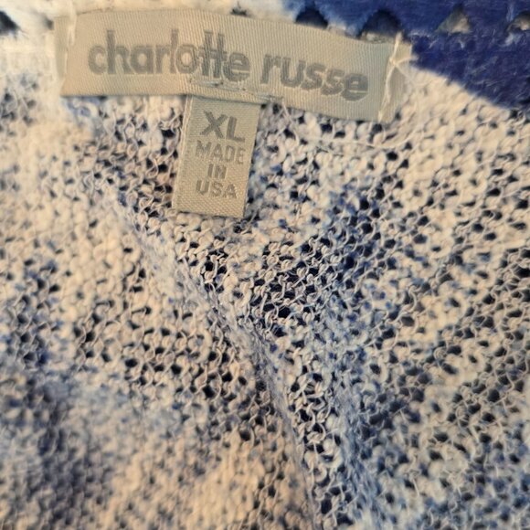 Charlotte Russe Kimono Cardigan Women's XL Blue Tie-Dye Cut Out Back Open Front - Picture 7 of 10